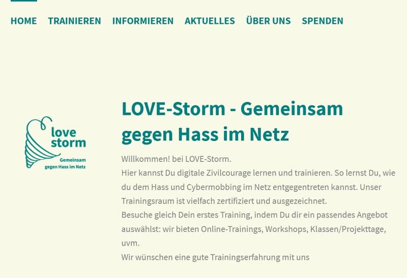 Startseite von Love-Storm im Internet